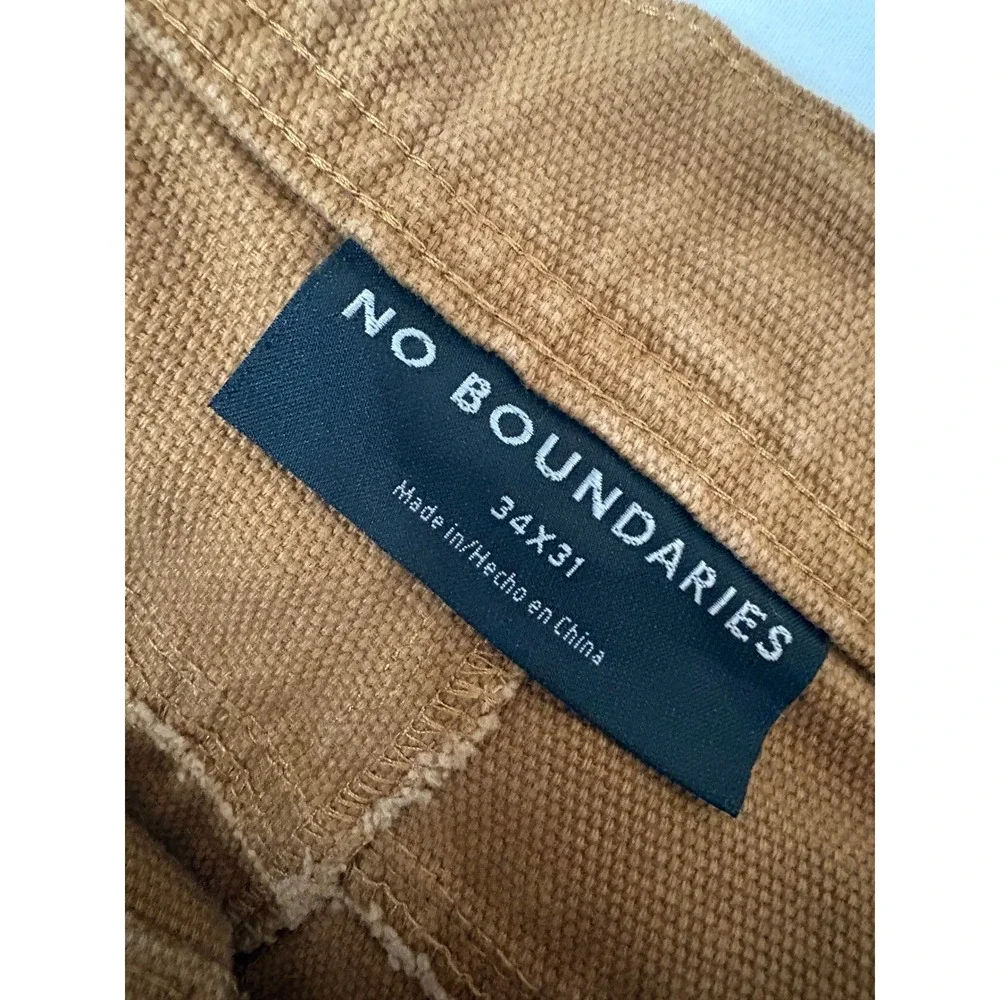 No Boundaries Mens Double Knee Carpenter Pants Brown Canvas Workwear vintage - Picture 2 of 3